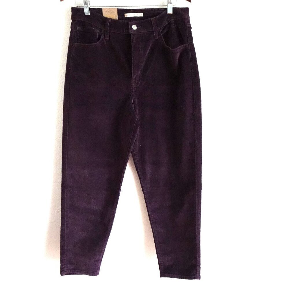 Levi's Corduroy Mom Jeans Women's Size 31x27 Purple Cords Tapered High Rise